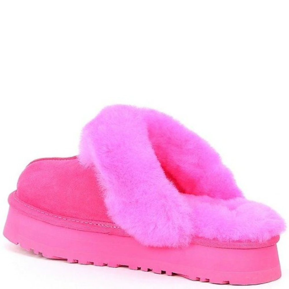 UGG Disquette Suede Fur Flatform Slides - Picture 2 of 5